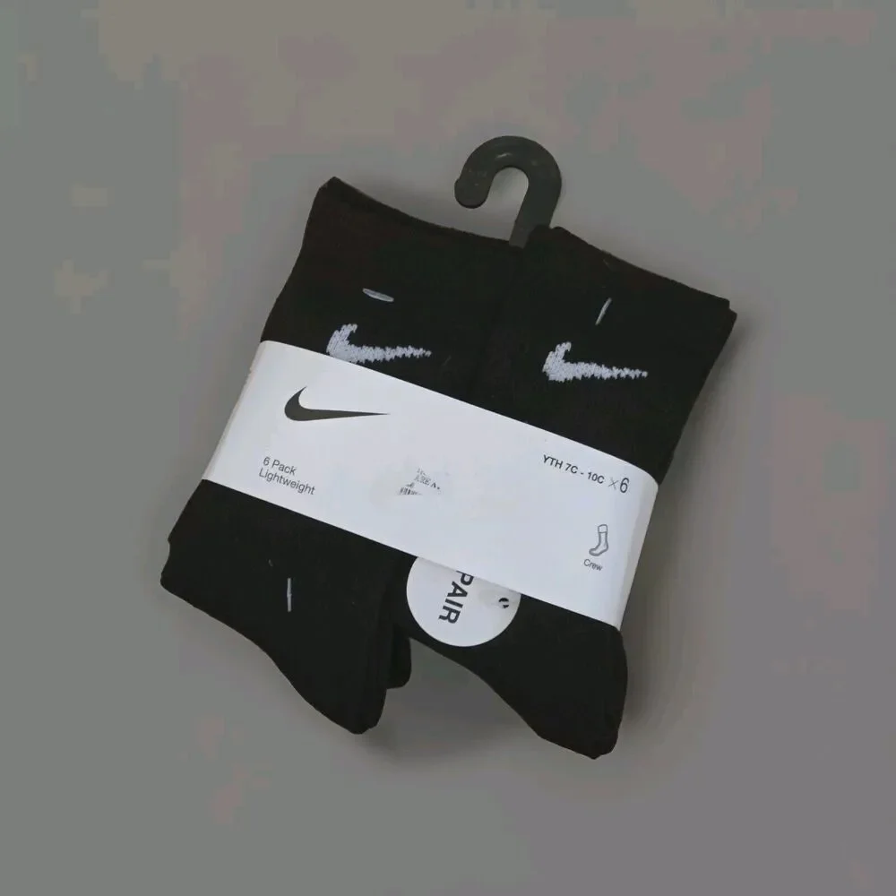 Nike Kids Cushioned Ankle Socks Size 7C-10C in‎ Black 6 Pairs